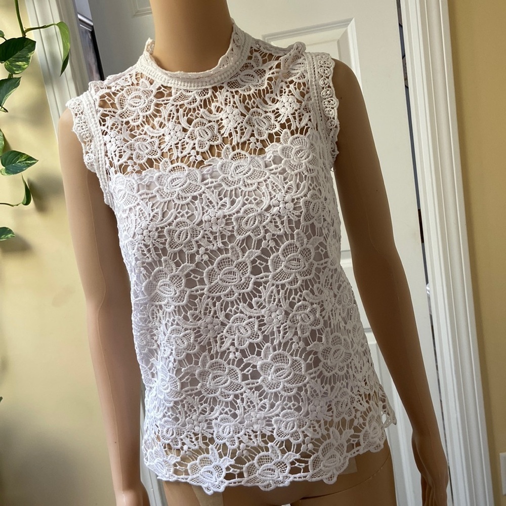 Nanette Lepore White Lace Top Size XS